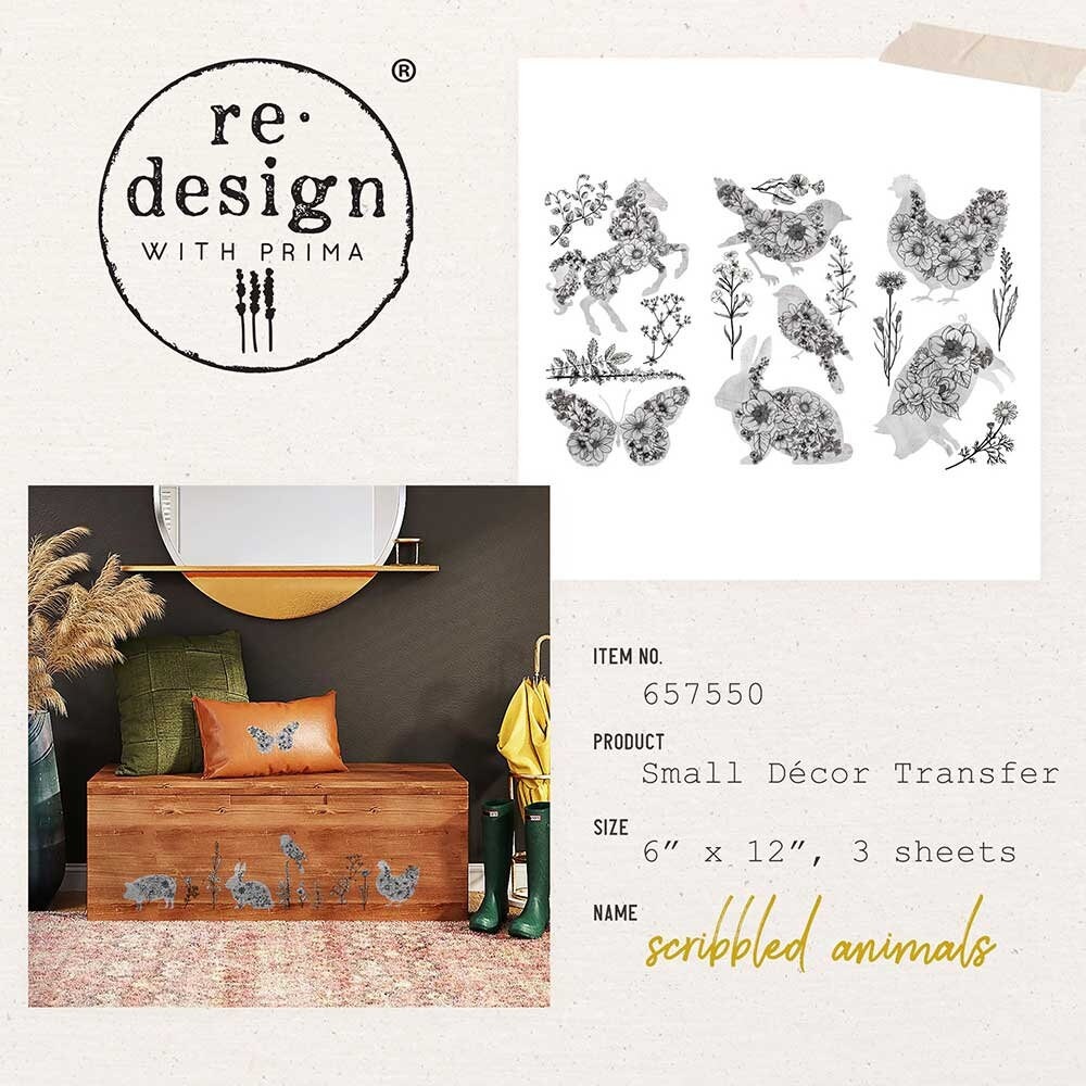 Redesign with Prima Redesign - Decor Transfer - Scribbled Animals