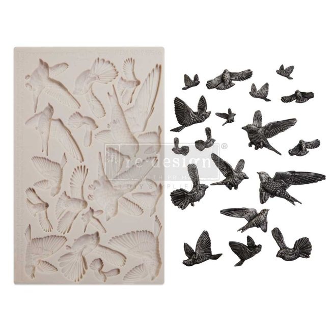 Redesign with Prima Redesign - Finnabair Mould -Flocking Birds