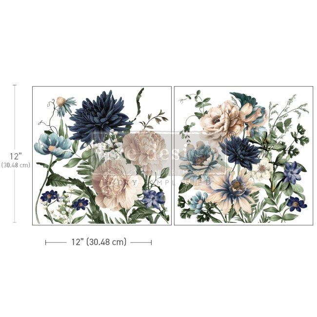 Redesign with Prima Redesign - Decor Transfer 12" x 12" - Cerulean Blooms