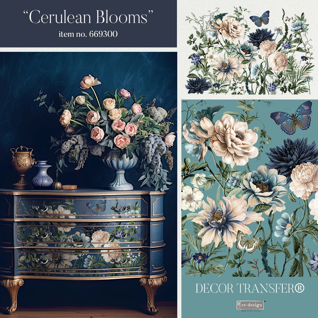 Redesign with Prima Redesign - Decor Transfer 24x35 - CERULEAN BLOOMS