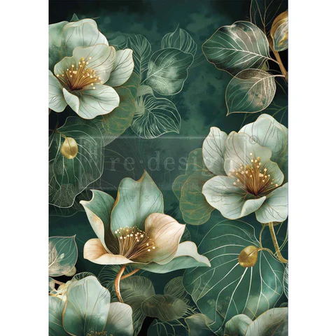 Redesign with Prima Redesign - Decoupage Fiber Paper A1 - Emerald Elegance