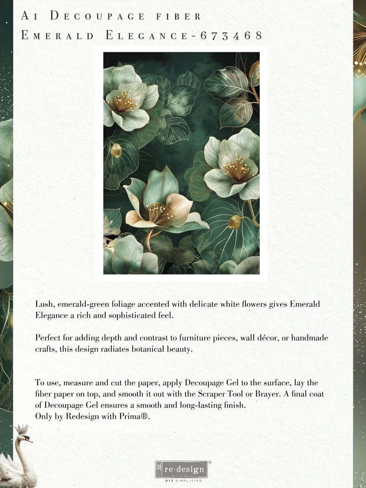 Redesign with Prima Redesign - Decoupage Fiber Paper A1 - Emerald Elegance