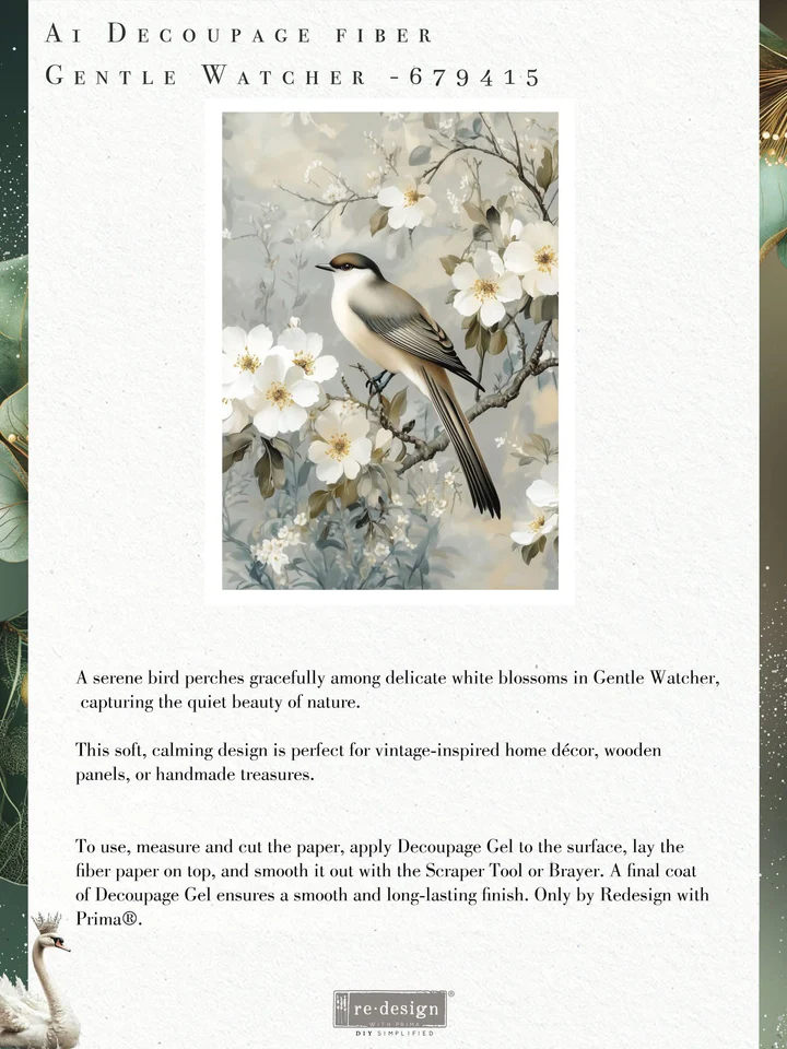 Redesign with Prima Redesign - Decoupage Fiber Paper A1 - Gentle Watcher