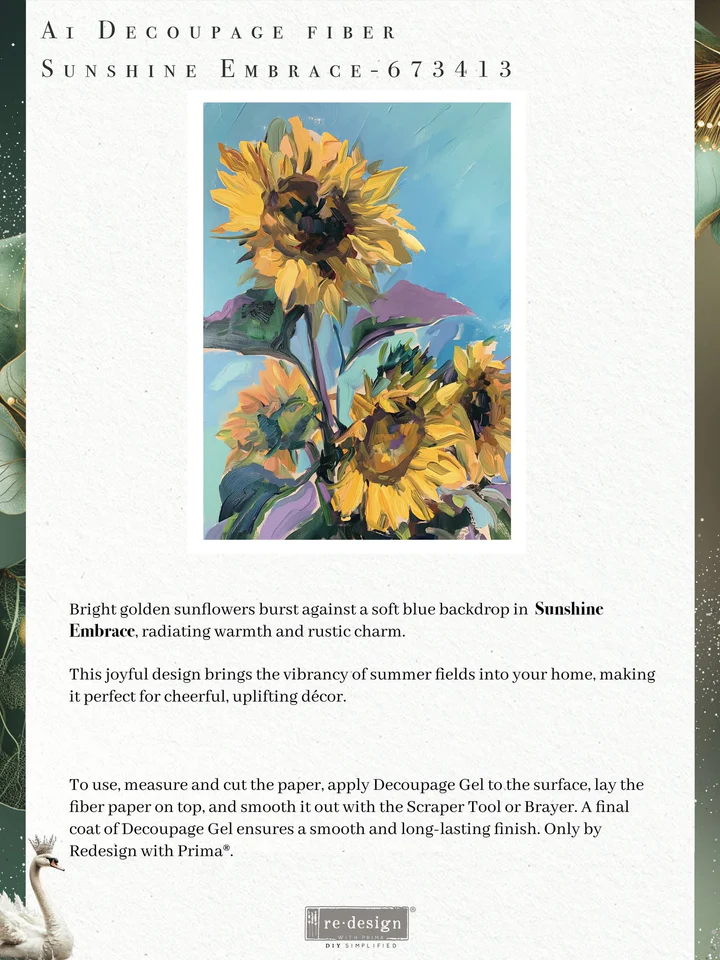 Redesign with Prima Redesign - Decoupage Fiber Paper A1 - Sunshine Embrace