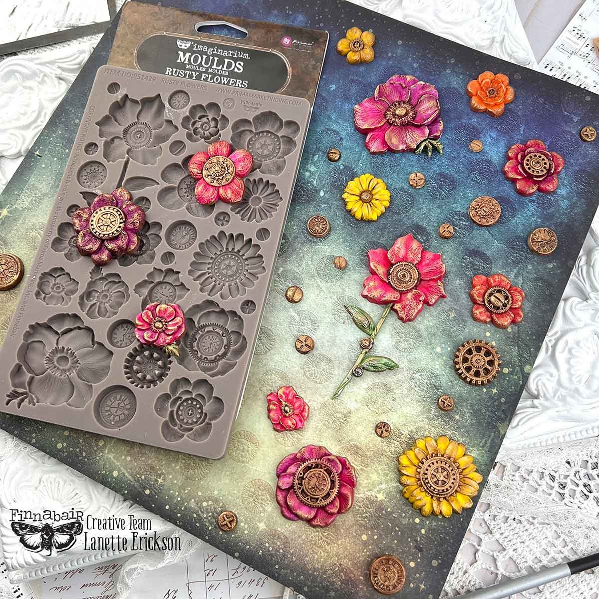 Redesign with Prima Redesign - Mould - Rusty Flowers (Finnabair)