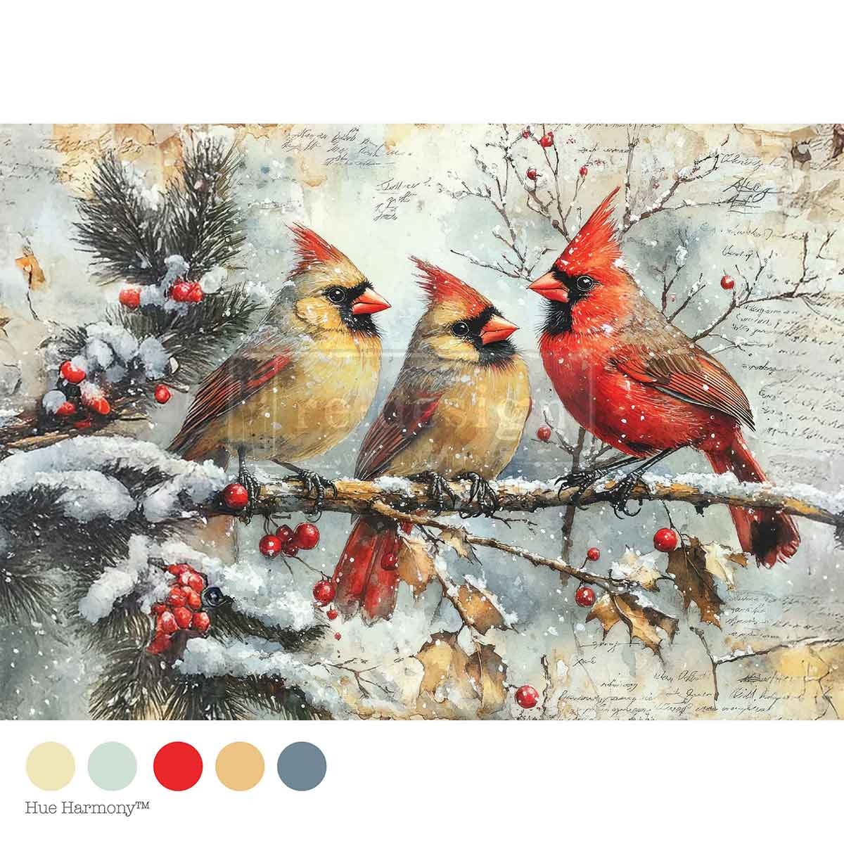 Redesign with Prima Redesign - Decoupage Fiber Paper A4 - Crimson Noel