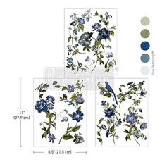 Redesign with Prima Redesign - Decor Transfer A4 - Blue Nest Blooms