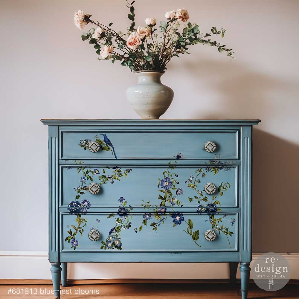 Redesign with Prima Redesign - Decor Transfer A4 - Blue Nest Blooms