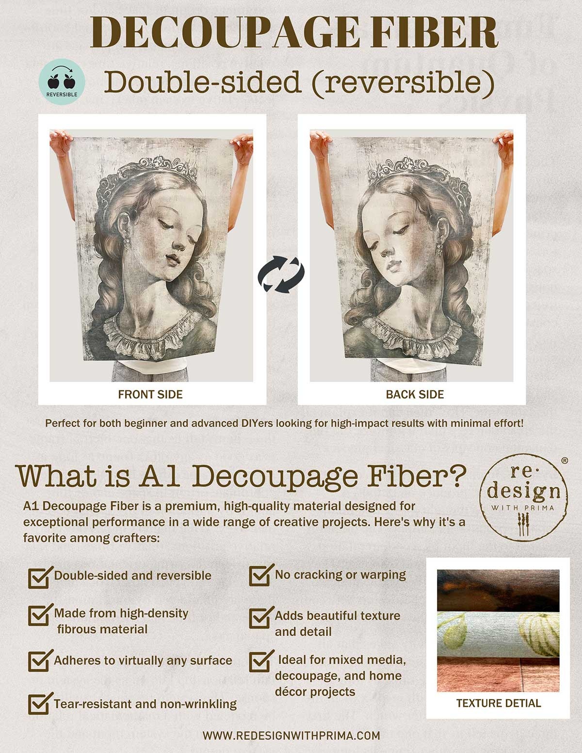 Redesign with Prima Redesign - Decoupage Fiber Paper A1 - Floral dream