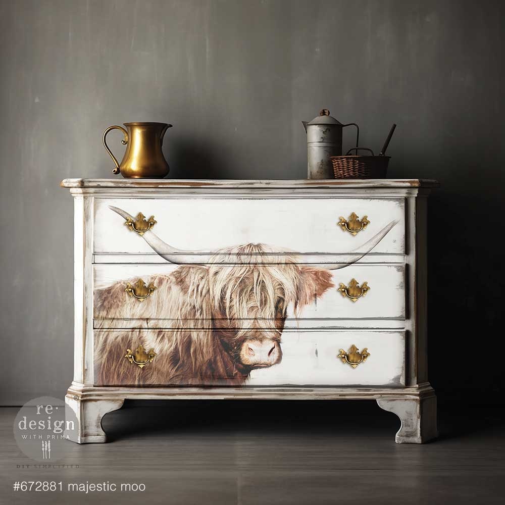 Redesign with Prima Redesign - Decoupage Fiber A1  - Majestic Moo
