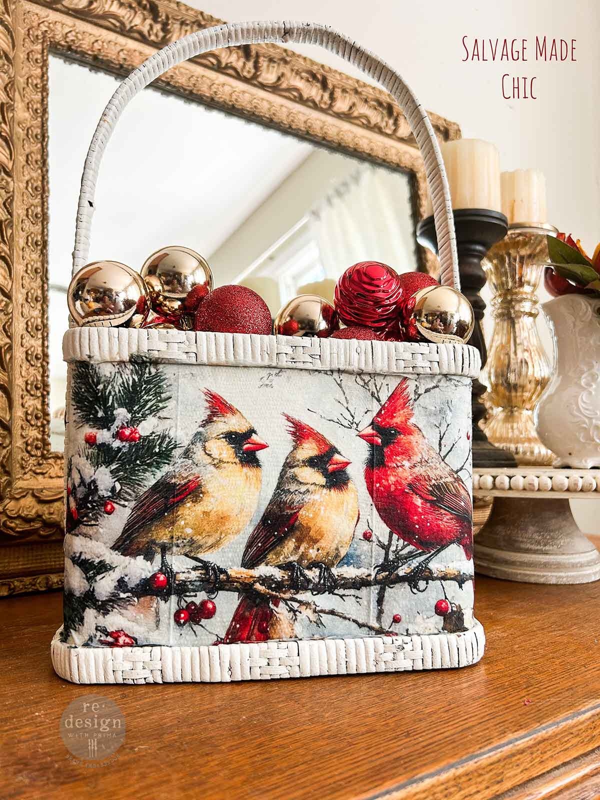 Redesign with Prima Redesign - Decoupage Fiber Paper A4 - Crimson Noel