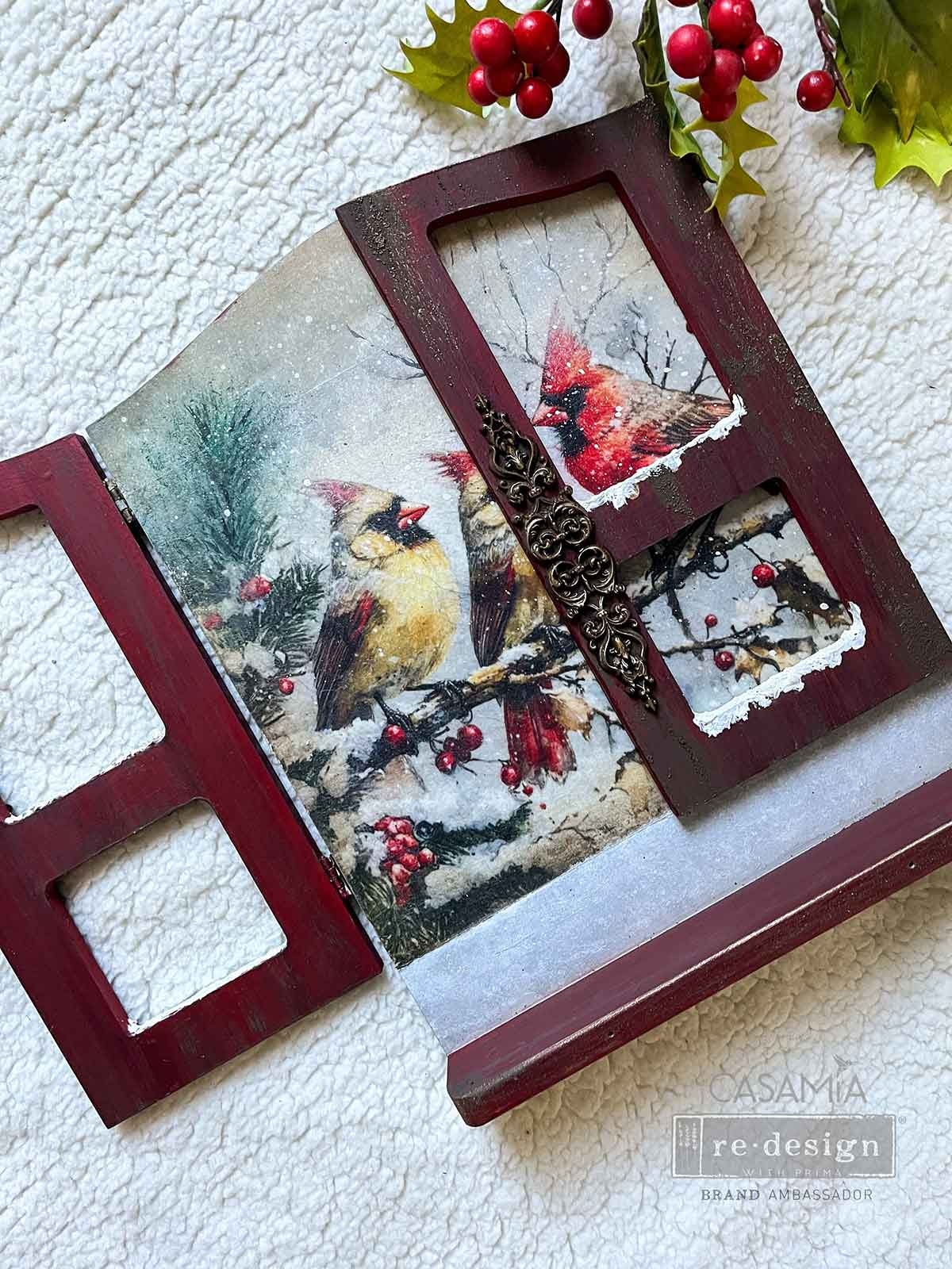 Redesign with Prima Redesign - Decoupage Fiber Paper A4 - Crimson Noel