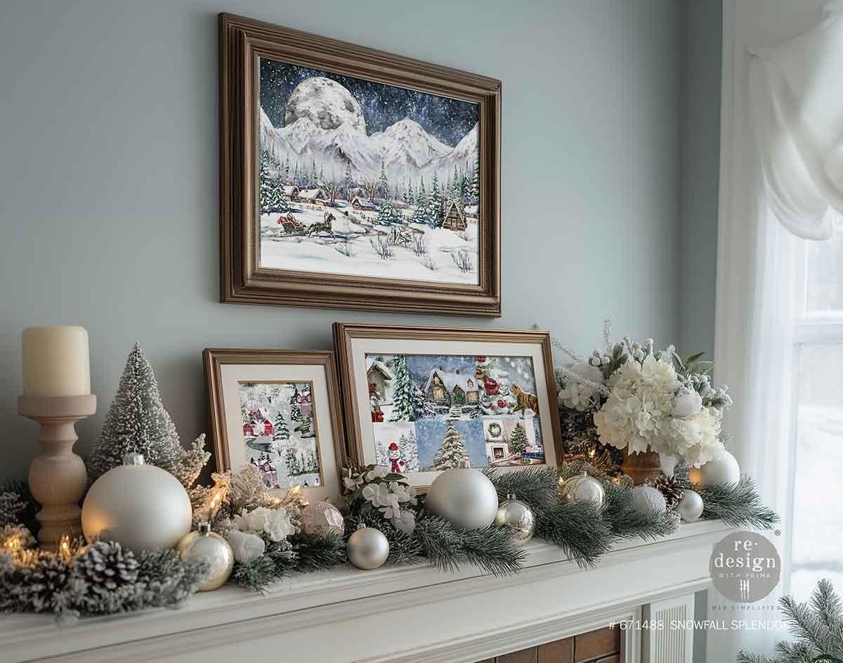 Redesign with Prima Redesign - Decoupage Fiber Paper A3 - Snowfall Splendor