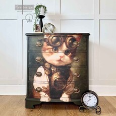 Redesign with Prima Redesign - Decoupage Fiber A1  - Clockwork Kitty