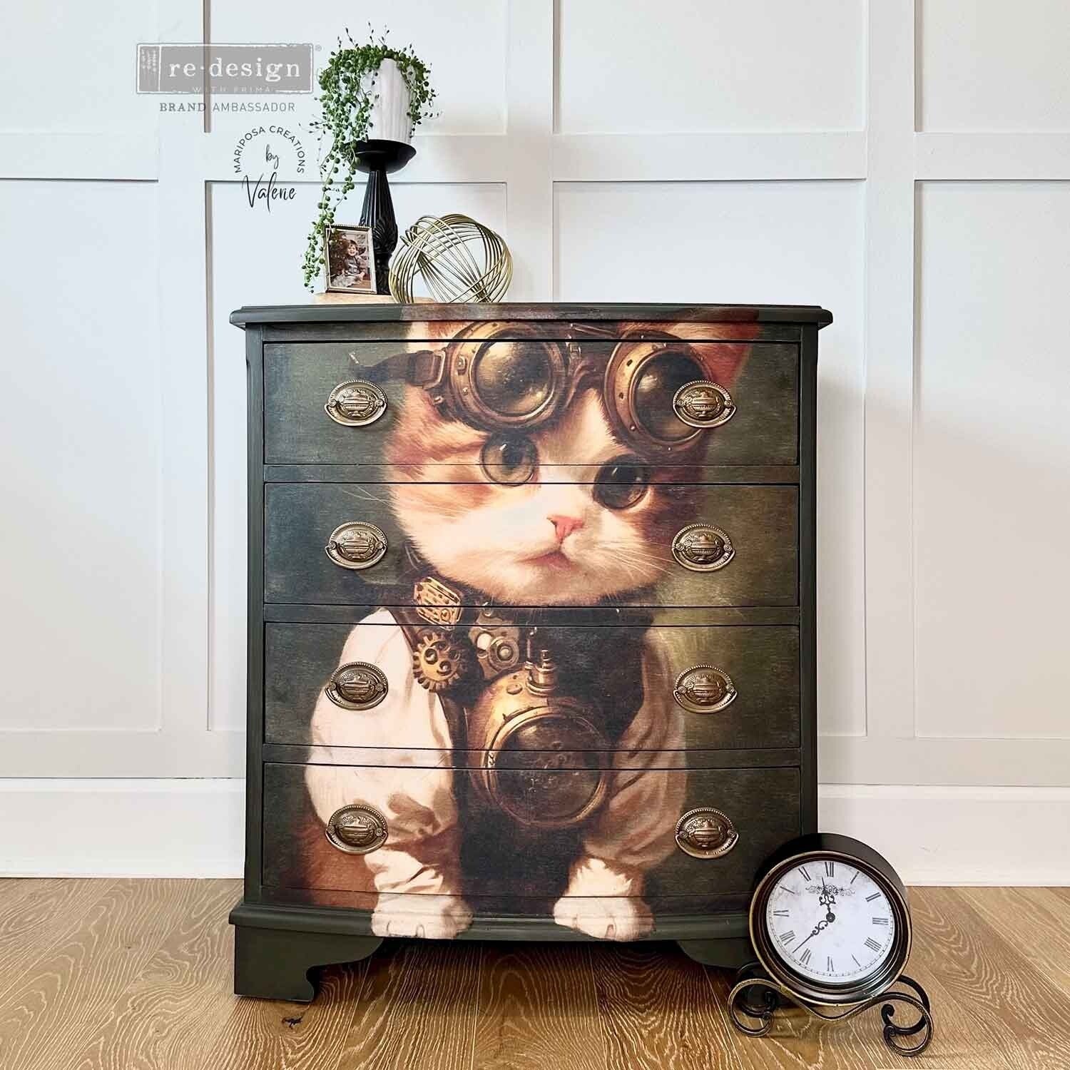 Redesign with Prima Redesign - Decoupage Fiber A1  - Clockwork Kitty