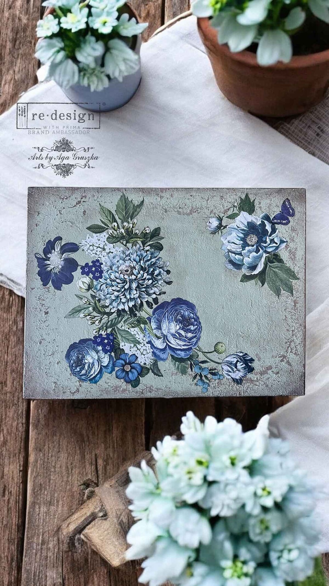 Redesign with Prima Redesign Decor Transfer 6x12 - Indigo Petals