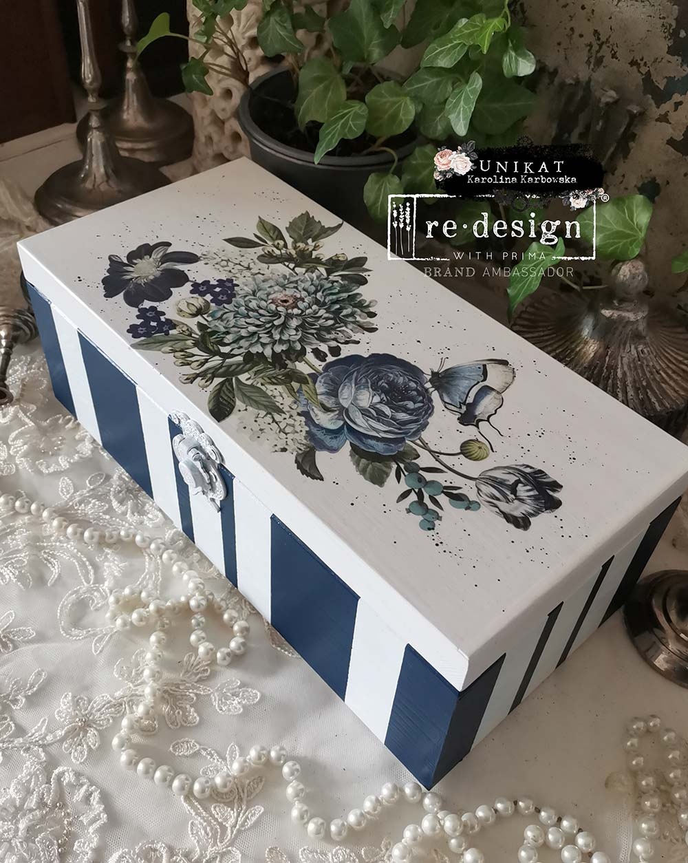 Redesign with Prima Redesign Decor Transfer 6x12 - Indigo Petals