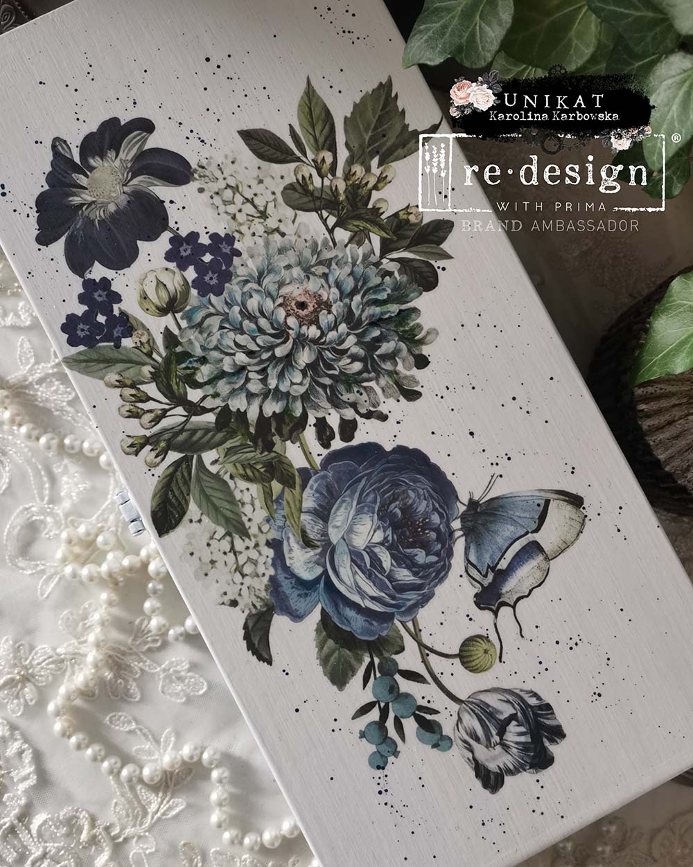 Redesign with Prima Redesign Decor Transfer 6x12 - Indigo Petals