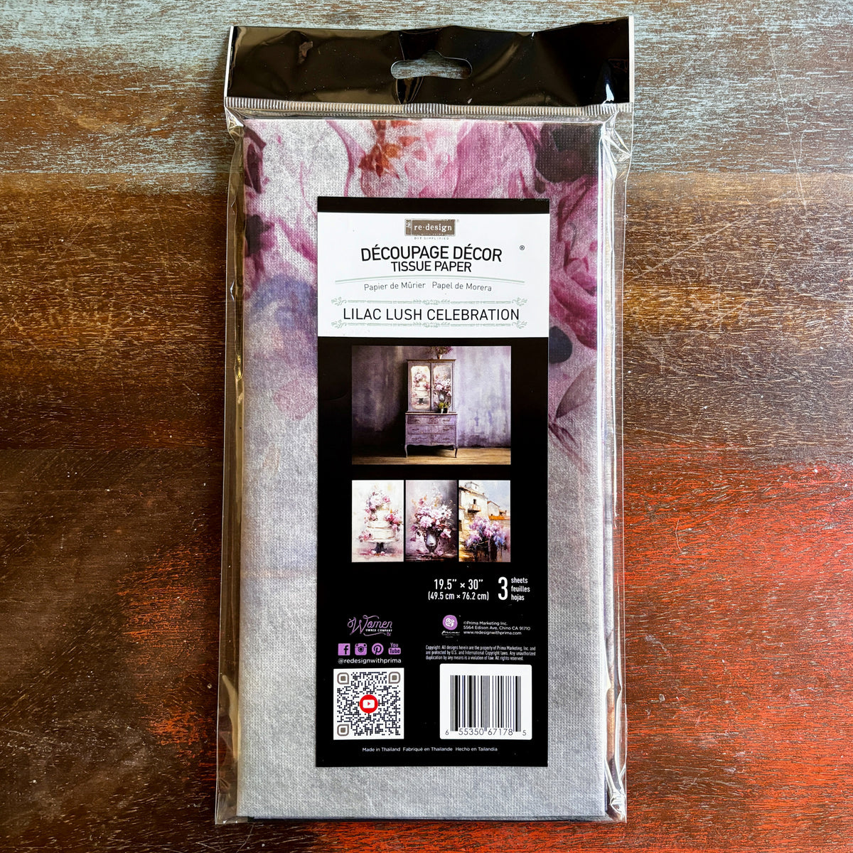 Redesign with Prima Redesign - Decoupage Tissue Paper 19x30 - PACK - Lilac Lush Celebration