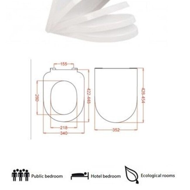 Sanitear Sanitear CAPRI Softclose Toiletbril / Afklikbare / Duroplast