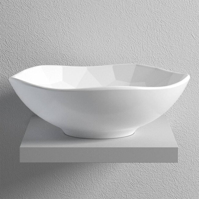 Sanitear Kwarts opzetwastafel 49 x 15 cm hoogglans wit