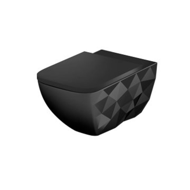 Sanitear Elemento hangtoilet zwart mat incl. toiletzitting softclose