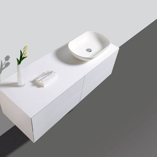 Como Badkamermeubel  set 140 cm  met led spiegel  4 push open laden met waskom