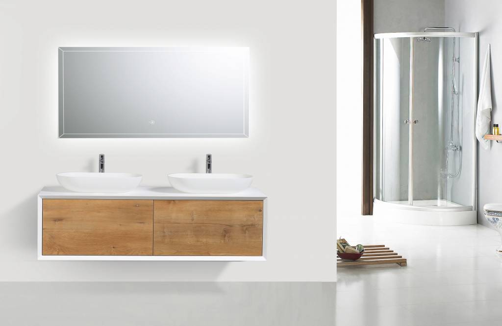 Salontafel HALSKOV 70x120 naturel eiken kleur/zwart