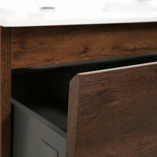 Sanitear 120 cm badkamermeubel set , donker eiken , dubbele wasbak en led spiegel