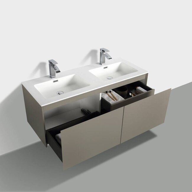 Como 120 cm badkamermeubel set , 3 laden, mat grijs& mat dubbele wasbak