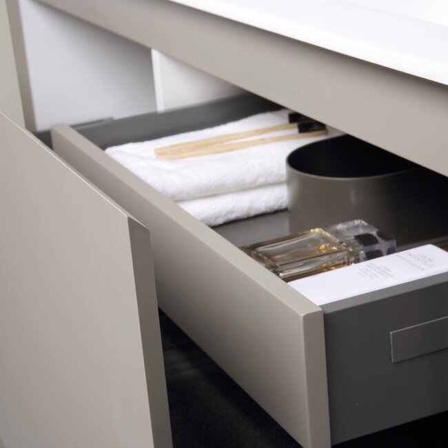 Como 120 cm badkamermeubel set , 3 laden, mat grijs& mat dubbele wasbak