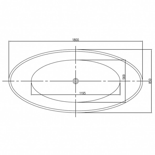 Sanitear CREA Hoogwaardige acryl solid surface ligbad 180 x 85 x 52 cm