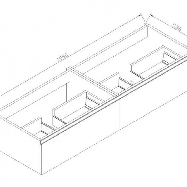 Como Wastafel onderkast  200 cm  , Hoogglans wit
