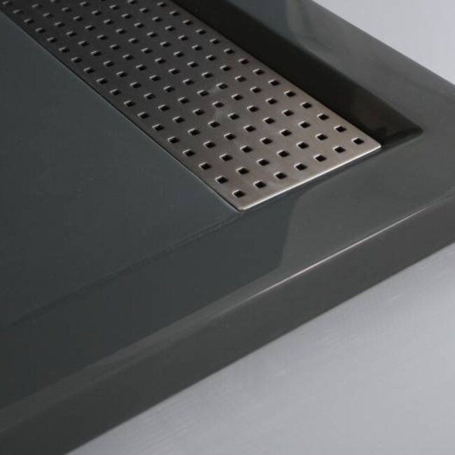 Como Douchebak  90 x 90 cm , Antraciet met rvs rooster