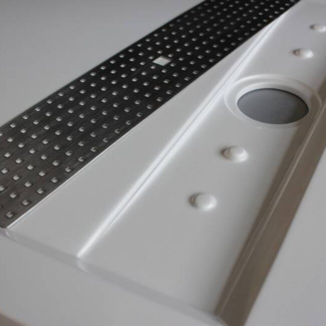 Como Douchebak 120 x 80 X 4,5 cm , WIT met rvs rooster