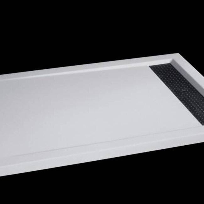 Como Douchebak 140 x 80 X 4,5 cm , WIT met rvs rooster