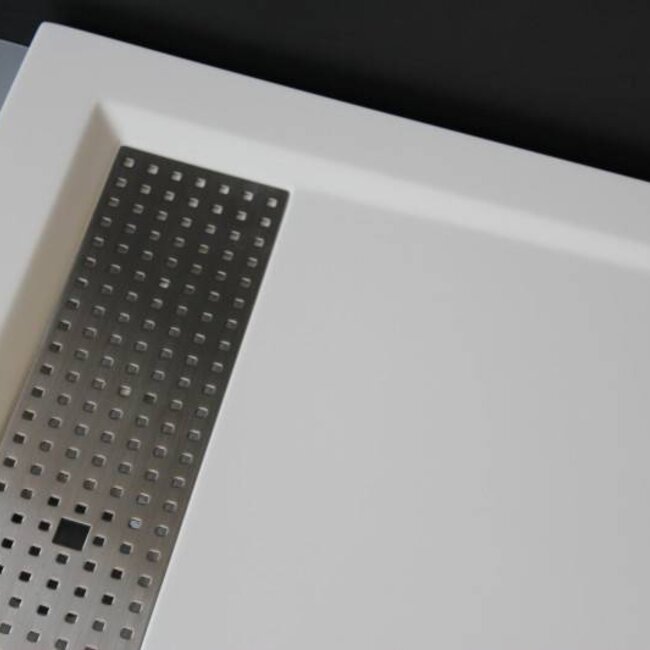 Como Douchebak 160 x 80 X 4,5 cm , WIT met rvs rooster