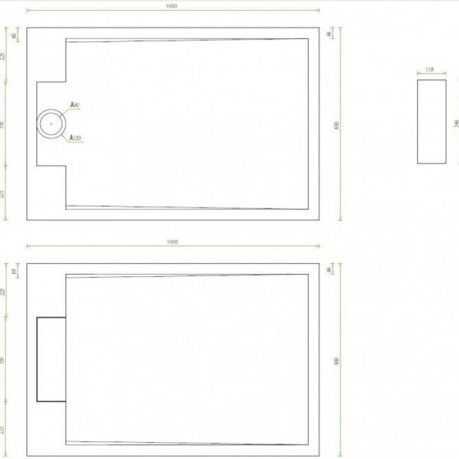 Como Douchebak Rechthoekige  160 x 80 x 3,5 cm , WIT