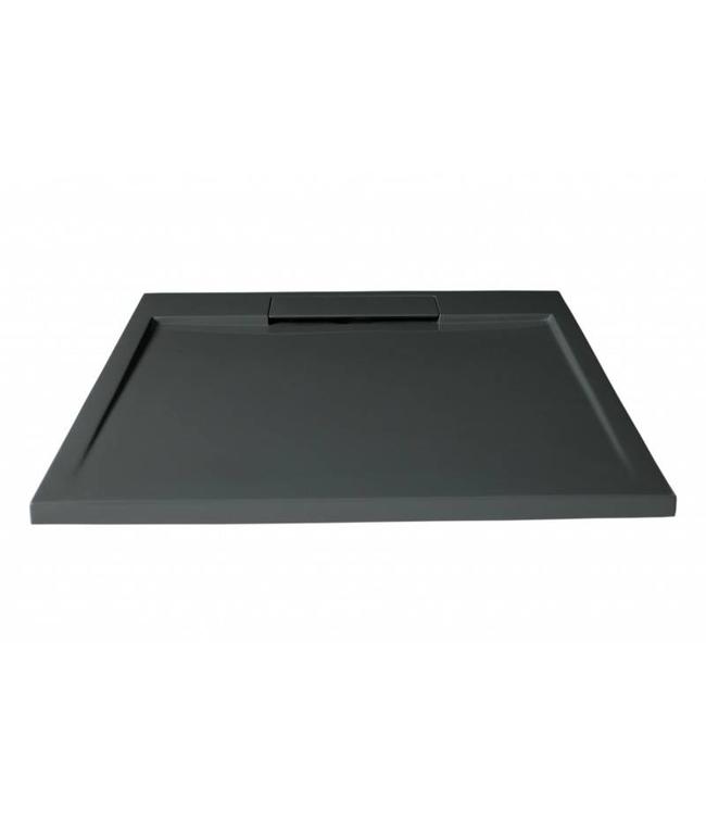Douchebak 90x90x3,5 cm , Mat AntracietSolid surface Sanitear