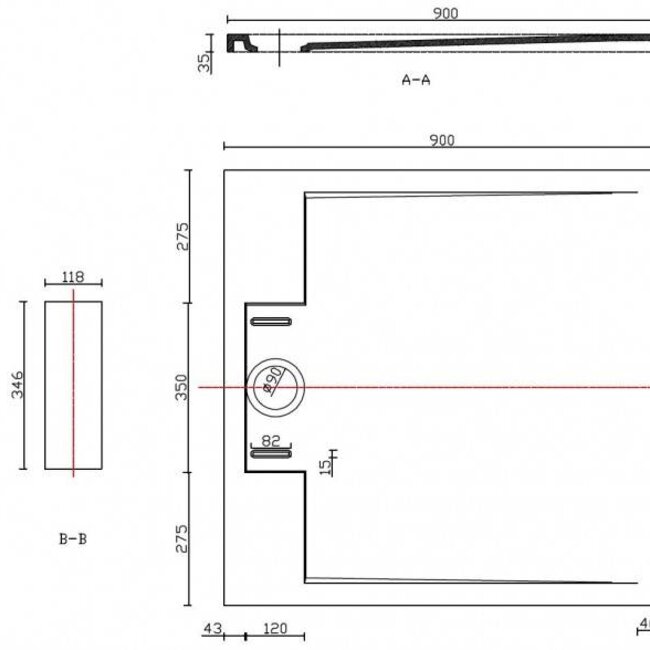 Como Douchebak 90 x 90 x 3,5 cm Mat wit ,met douchebakafvoer   - Copy