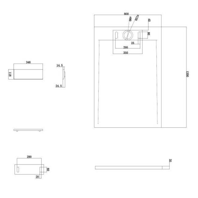 Como Douchebak Rechthoekige  120 x 90 x 3,5 cm , Mat Atraciet