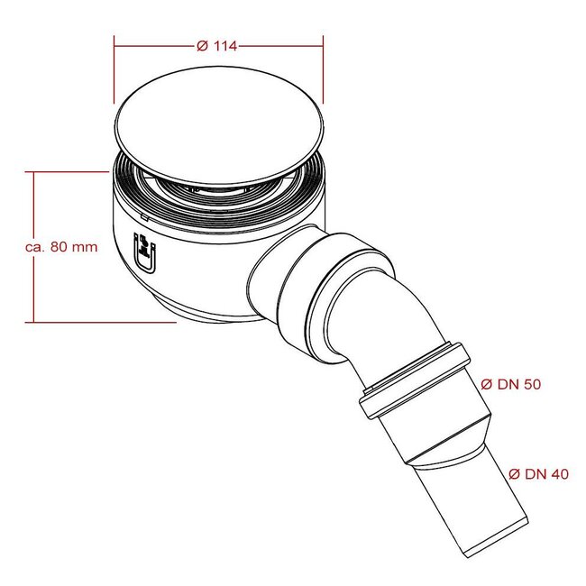 Sanitear 80x100 cm Antislip ,structuur surface met douchebak douchebakafvoer