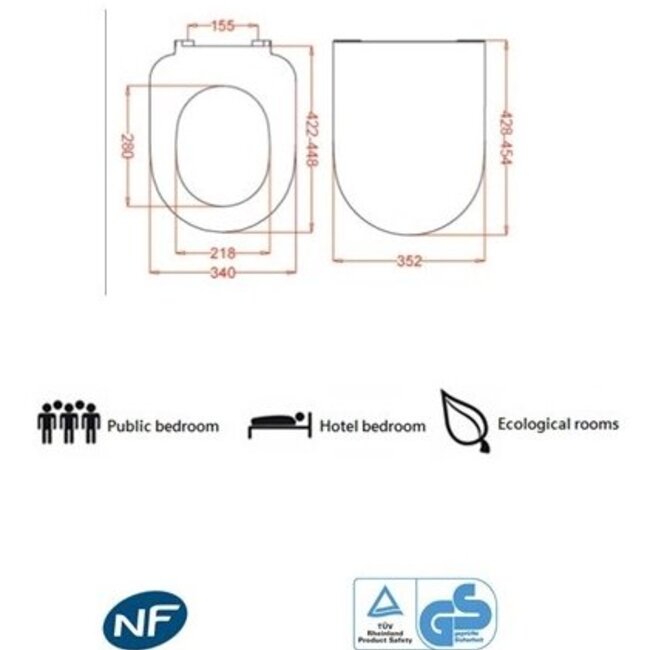 Sanitear CAPRI  Selection flat toiletzitting zwart