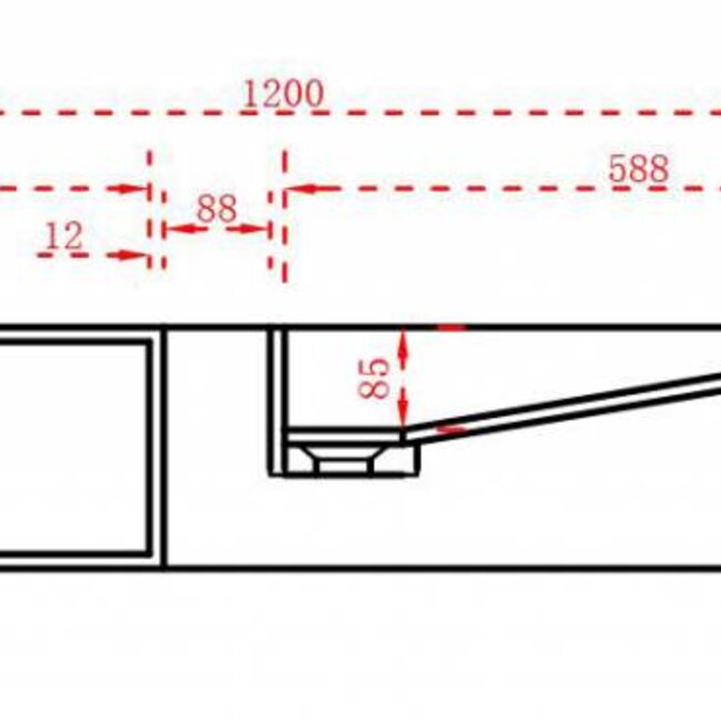 Sanitear Aanbieding!  Solid surface wastafel & badmeubel 120 x 42 x 20 cm -