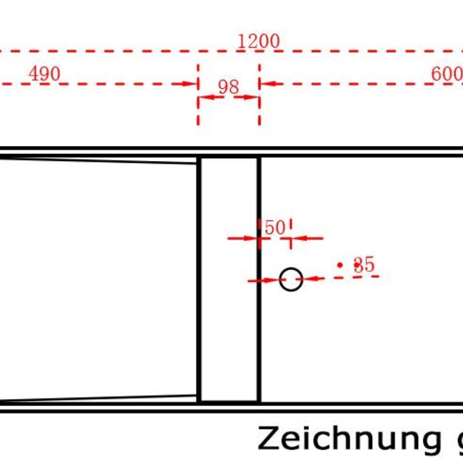 Sanitear Aanbieding!  Solid surface wastafel & badmeubel 120 x 42 x 20 cm -