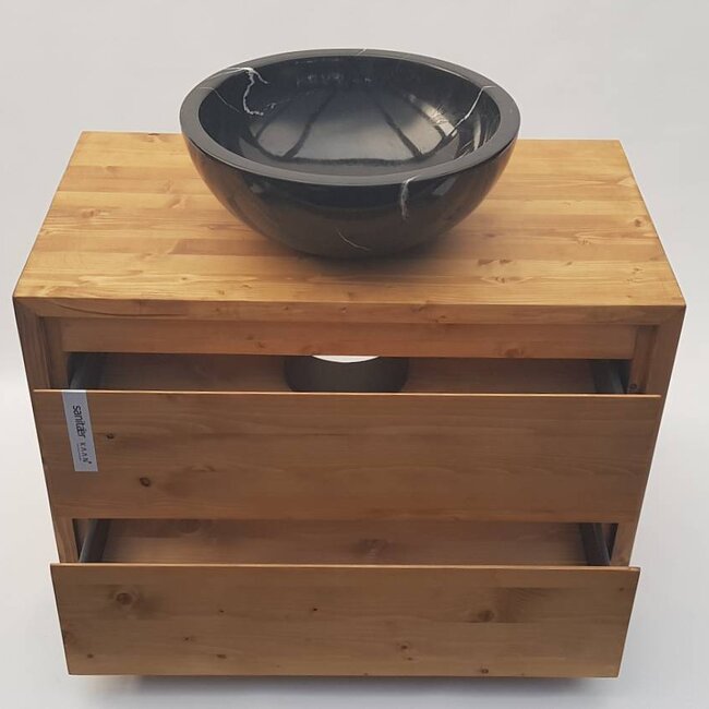 Aanbieding ! Badkamermeubel onderkast massieve hout 90 cm , soft close 2 laden