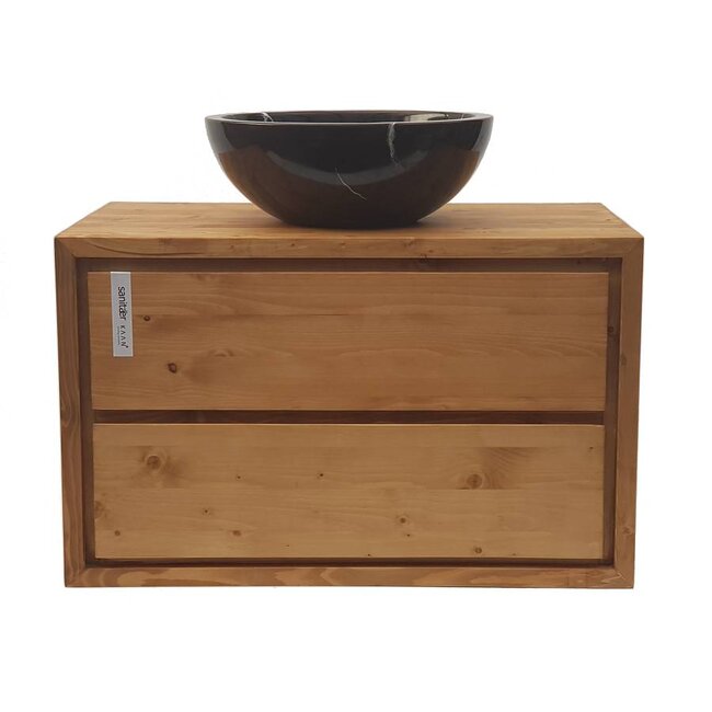 Aanbieding ! Badkamermeubel onderkast massieve hout 90 cm , soft close 2 laden
