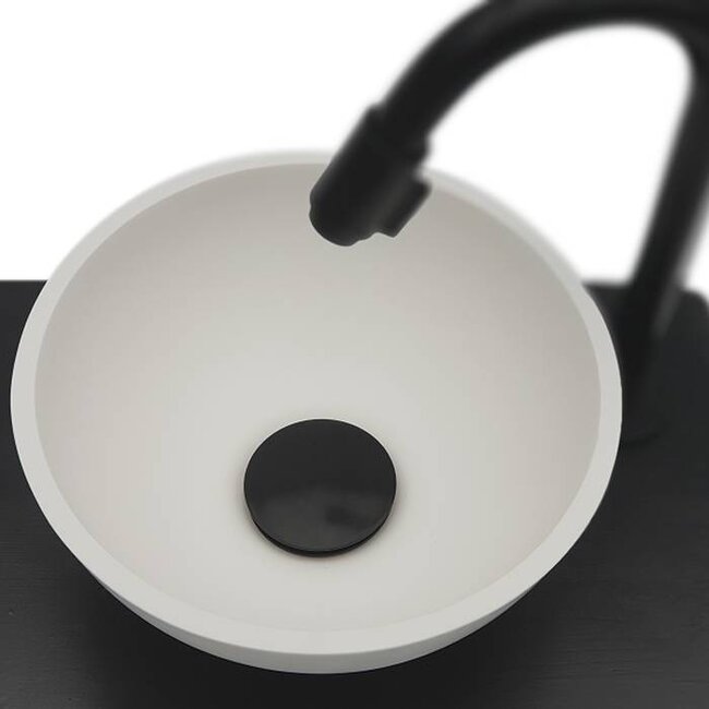 Como Solid surface waskom met massief houten blad 40 x 24 cm zwart