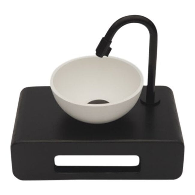 Como Solid surface waskom met massief houten blad 40 x 24 cm zwart