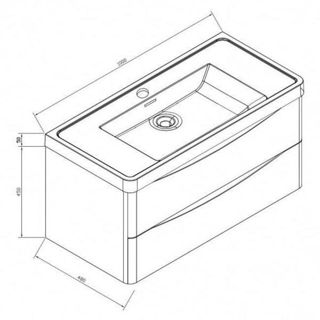Como Wastafel onderkast  100 cm , OPPERVLAKTESTRUCTUUR  laden met cast marmer wastafel
